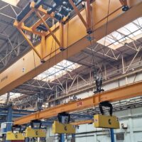 Single girder overhead crane with side running hoists 5 000 kg + 5 000 kg